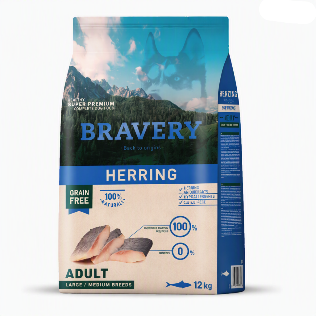 BRAVERY HERRING ADULT LARGE/MEDIUM BREEDS 12 KG