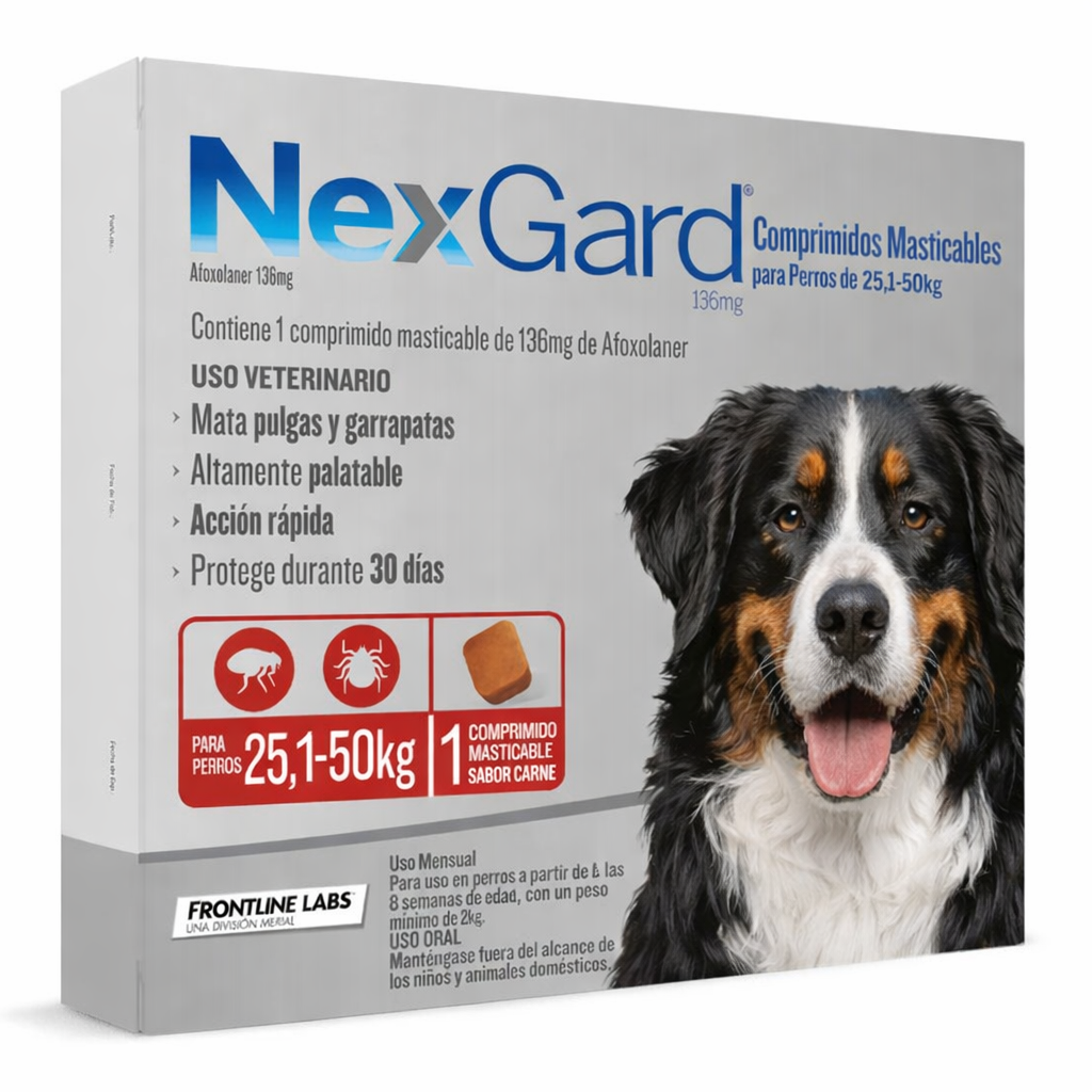 Nexgard Antiparasitario Externo (1 comprimido) 25,1 a 50 kg.